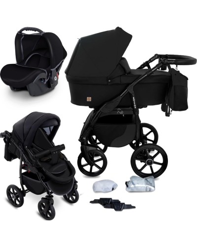 Carucior copii 3 in 1 Boston Black cu scoica Cosmo Avionaut testata ADAC