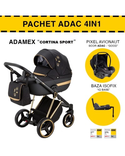 Carucior 4 in 1 Cortina Adamex Black Gold CS400 Pachet ADAC