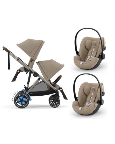 Noul Cybex E-Gazelle S electric Almond Beige 2 in 1 Gemeni cu scoici Cloud G plus