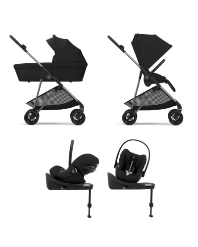 Noul Cybex Melio Magic Black 4 in 1 cu Scoica Cloud G Plus i-Size Recline si baza isofix rotativa