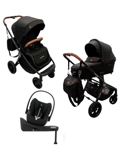 Carucior copii 4 in 1 Muuvo Quick Trendy Onix Black cu Cybex Cloud G Plus recline testata ADAC si baza isofix rotativa