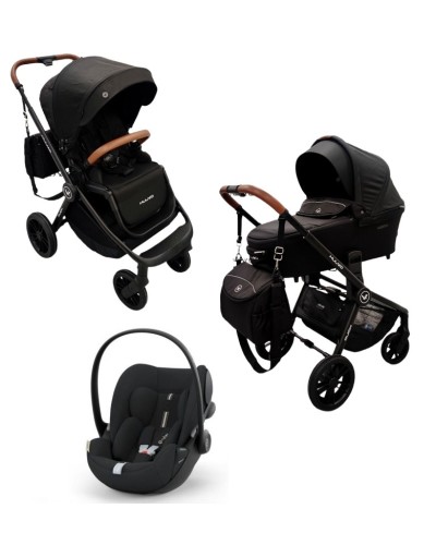 Carucior copii 3 in 1 Muuvo Quick Trendy Onix Black cu Cybex Cloud G i-size Plus recline testata ADAC