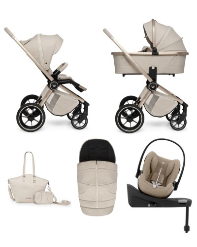 Carucior copii 4 in 1 Muuvo Quick Boho Beige cu Cybex Cloud G Plus i-size recline testata ADAC si baza isofix rotativa