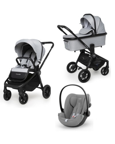 Carucior copii 3 in 1 Muuvo Quick Rocky Grey cu Cybex Cloud G i-size Plus recline testata ADAC