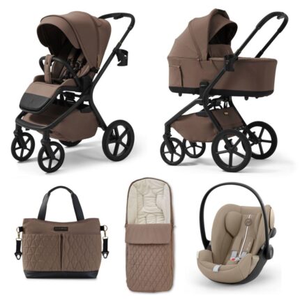 Carucior copii Future Design Inspiro Essential Mokka 4in1 cu Cybex Cloud G Plus ADAC si baza isofix