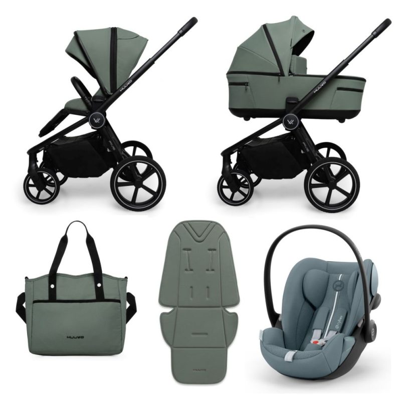Carucior copii Muuvo Five Pine Green 4in1 cu Cybex Cloud G Plus ADAC si isofix