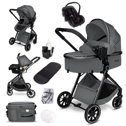 Carucior copii 3 in 1 multifunctional Soho S1 – Black Gold GagaDumi
