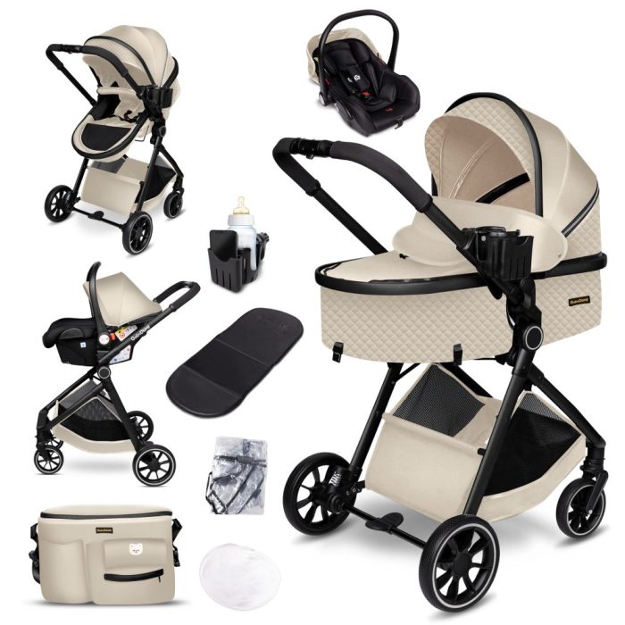 Carucior copii 3 in 1 multifunctional Soho S1 – Black Gold GagaDumi