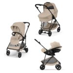 Cybex Melio Carbon Almond Beige 3in1 cu Cloud G Plus Recline ADAC
