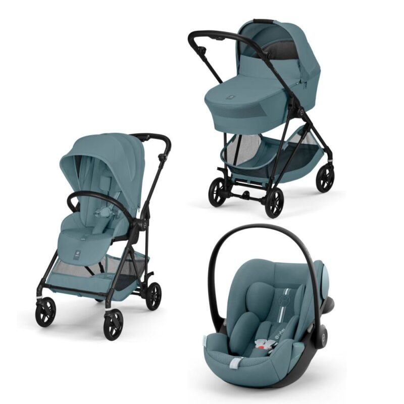 Cybex Melio Carbon Stormy Blue 4in1 cu Cloud G Plus Recline ADAC si baza isofix