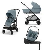 Cybex Melio Carbon Stormy Blue 4in1 cu Cloud G Plus Recline ADAC si baza isofix
