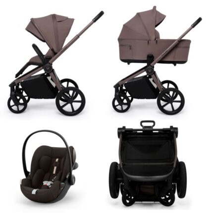 Carucior copii cu landou pliabil Muuvo Fold Cocoa 4in1 cu Cybex Cloud G3 Plus si isofix