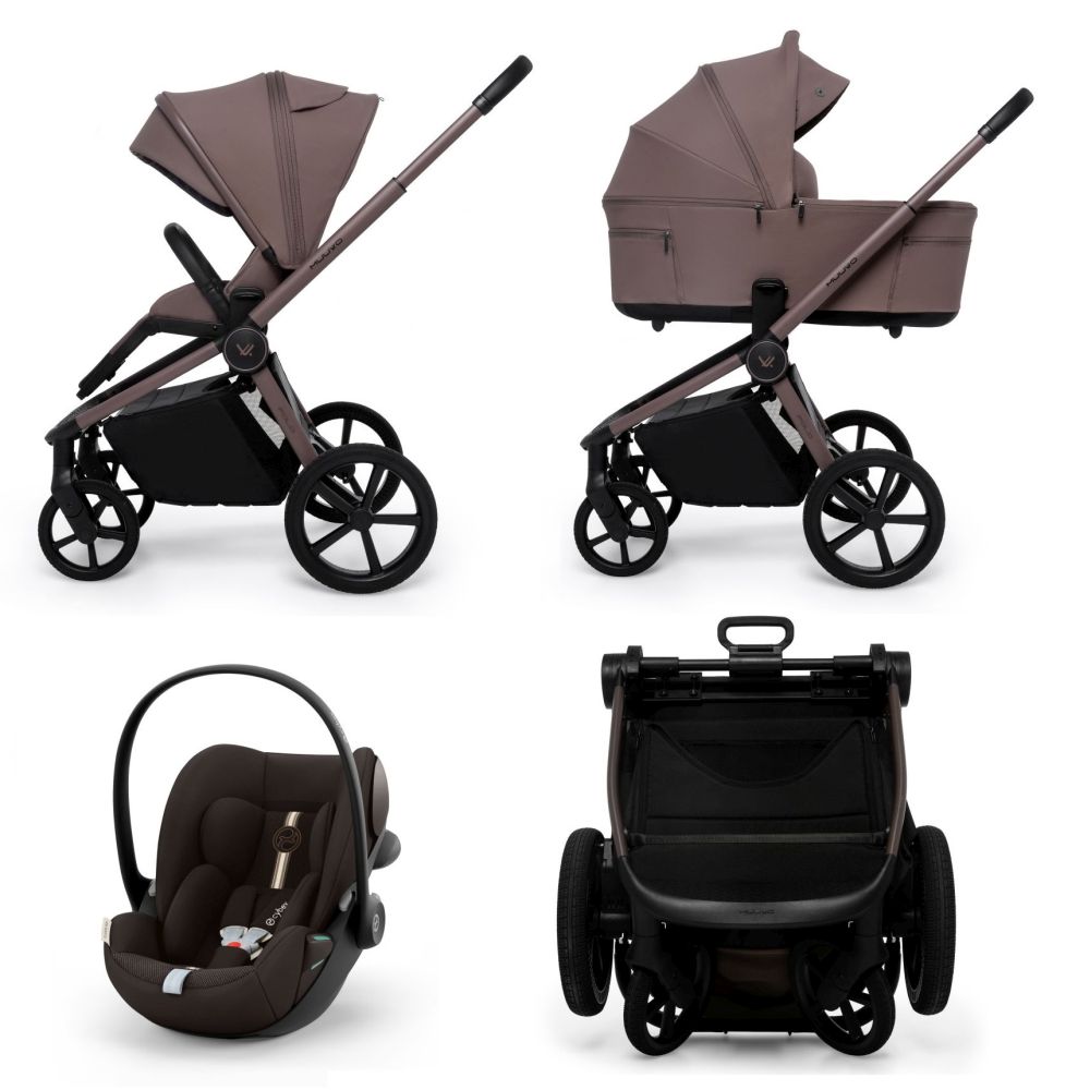 muuvo_FOLD_COCOA_3in1-cybex-cloud-g3-plus-chocolate-brown Carucior copii cu landou pliabil Muuvo Fold Cocoa 3in1 cu Cybex Cloud G3 Plus - imagine 1