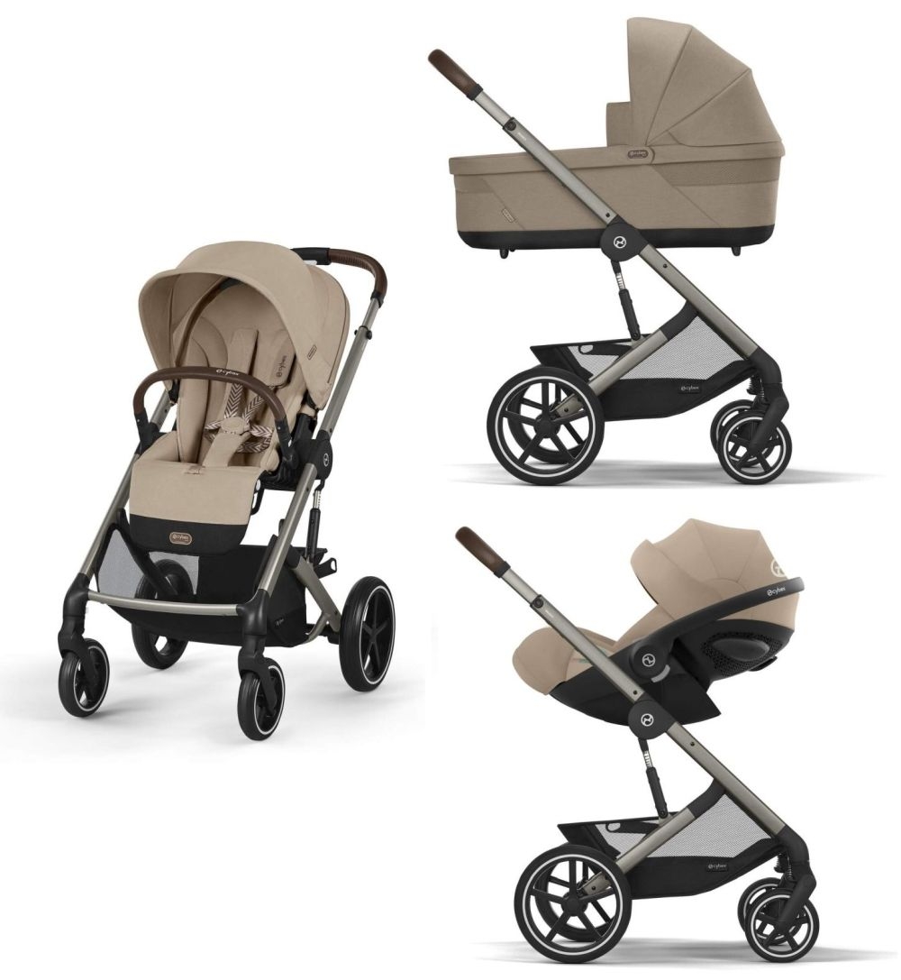 Noul Cybex Balios S lux 2025 Almond Beige sistem 3 in 1 cu Cybex Cloud G Plus i-size recline testata ADAC