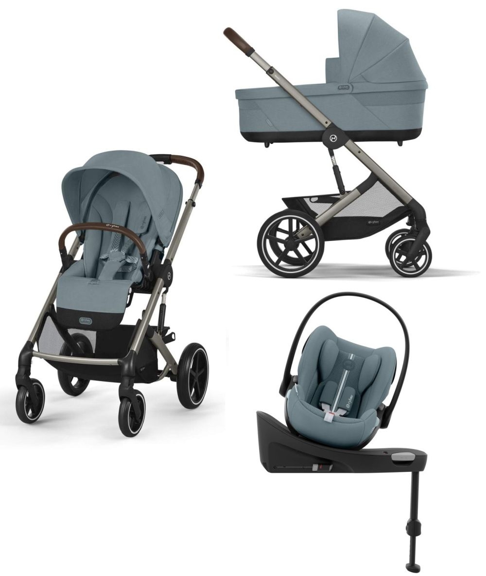 Noul Cybex Balios S Lux 2025 Stormy Blue sistem 4 in 1 cu Cybex Cloud G Plus i-size recline ADAC si baza isofix rotativa