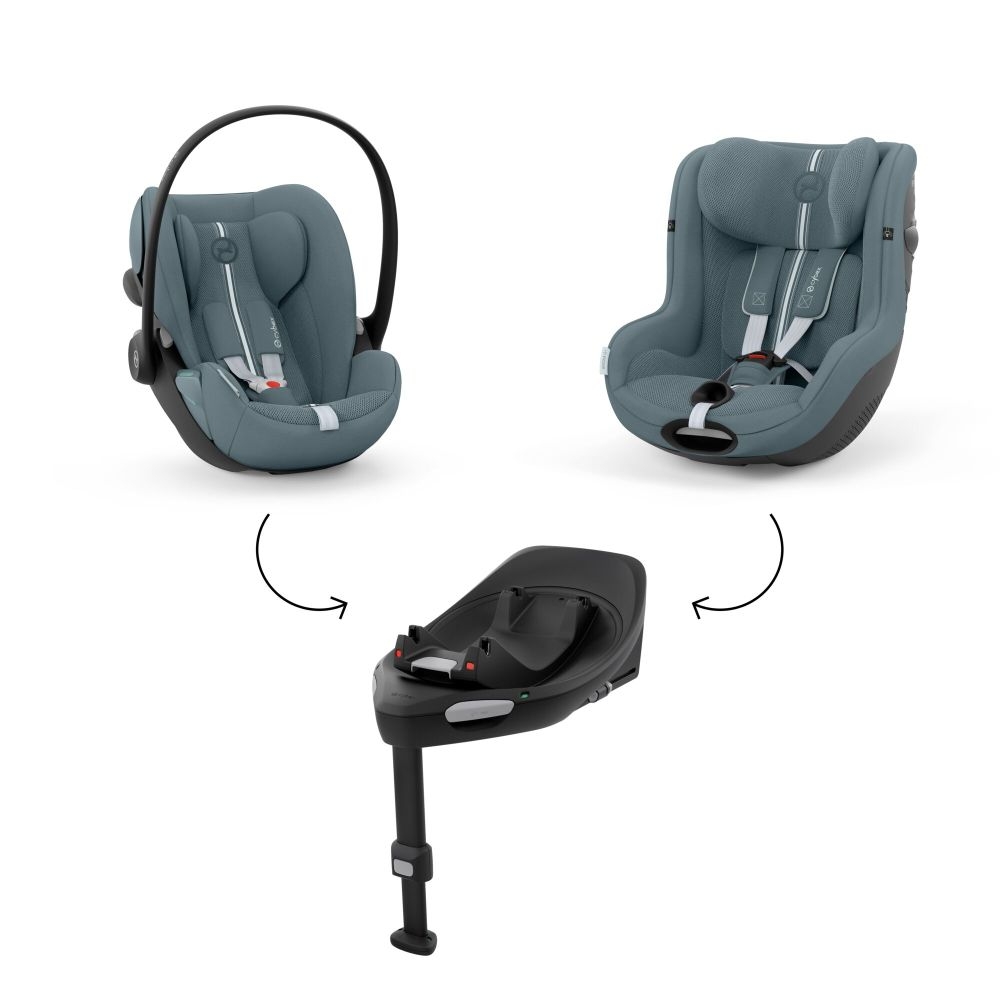 Noul Cybex Balios S Lux 2025 Stormy Blue sistem 4 in 1 cu Cybex Cloud G Plus i-size recline ADAC si baza isofix rotativa