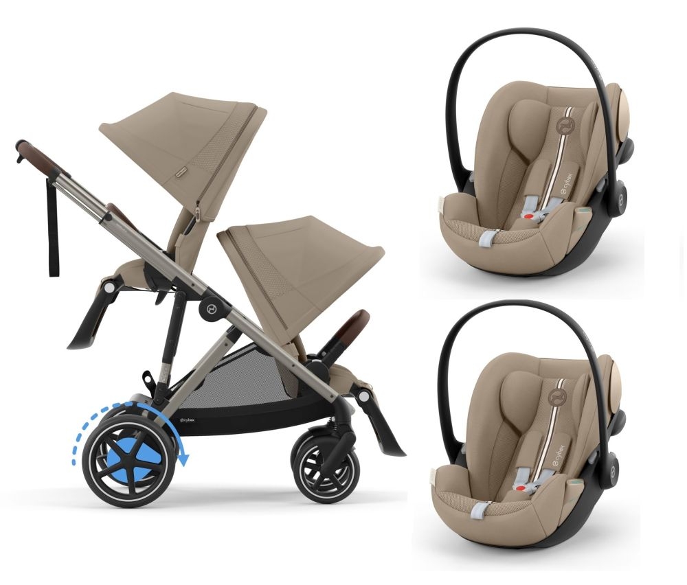Noul Cybex E-Gazelle S electric Almond Beige 2 in 1 Gemeni cu scoici Cloud G plus