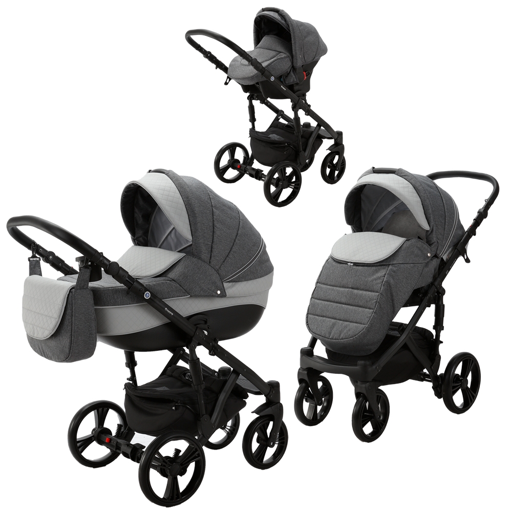 Carucior 3 in 1 ENCORE 2 Adamex Grey Jeans AZ2 cu scoica testata ADAC