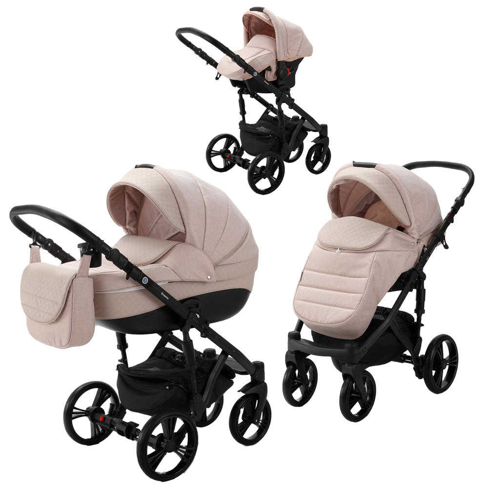 Carucior 3 in 1 ENCORE 2 Adamex Beige Cream AZ5 cu scoica testata ADAC