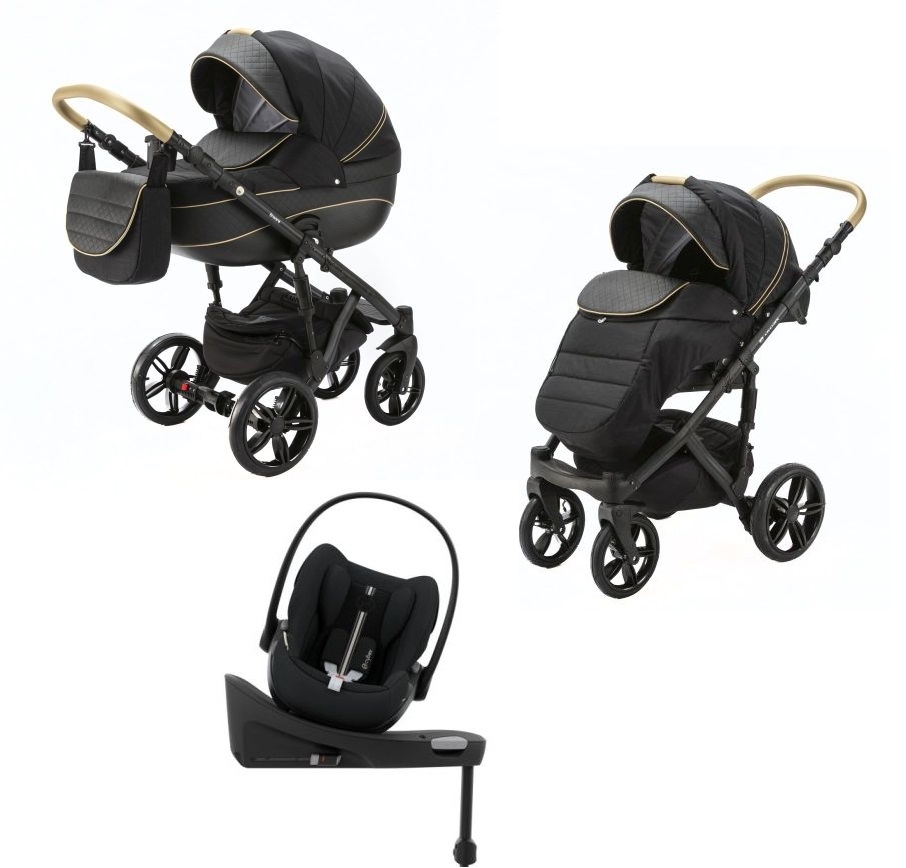 Carucior 4 in 1 Encore 2 Adamex Black X85 cu Cybex Cloud G Plus i-size recline ADAC si baza isofix rotativa