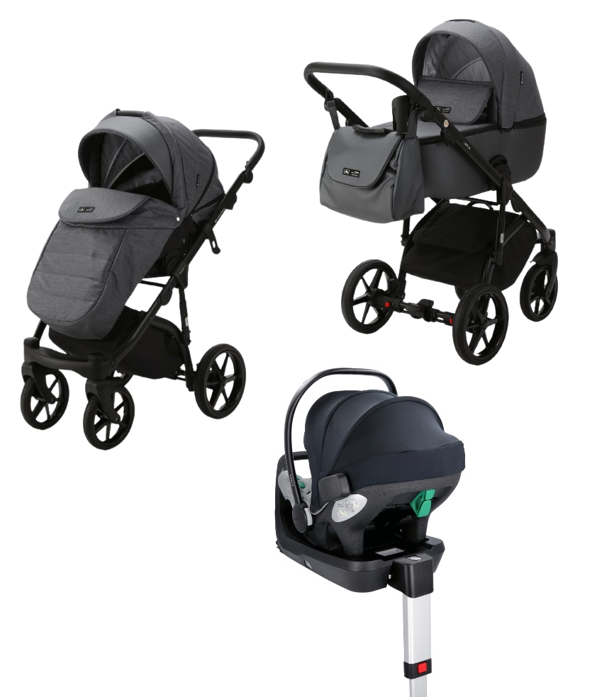 Carucior copii 4 in 1 cu baza isofix Nola Adamex Grey PS86 cu scoica testata ADAC