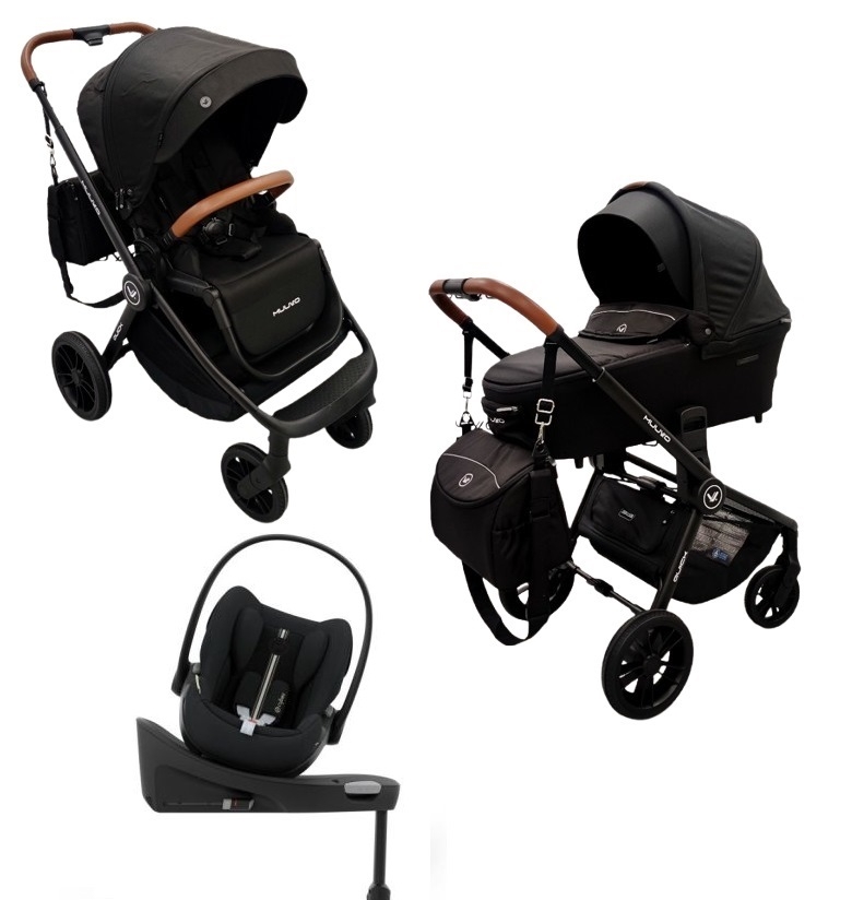 Carucior copii 4 in 1 Muuvo Quick Trendy Onix Black cu Cybex Cloud G Plus recline testata ADAC si baza isofix rotativa