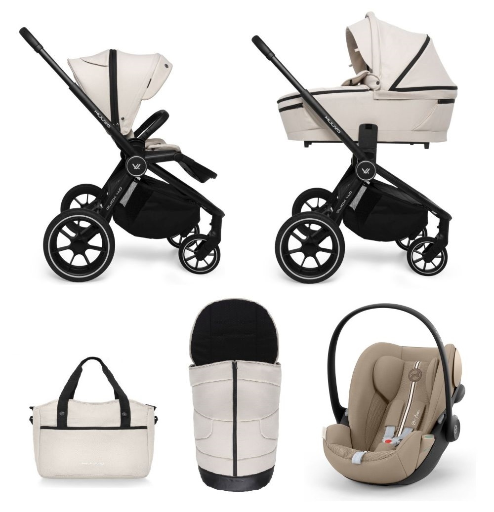 Carucior copii 3 in 1 Muuvo Quick 4.0 Desert Sand cu Cybex Cloud G Plus i-size recline testata ADAC