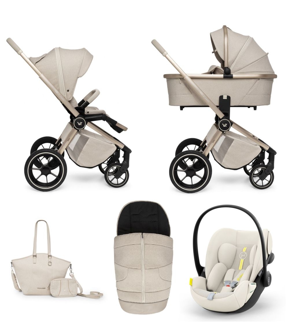 Carucior copii 3 in 1 Muuvo Quick Boho Beige cu Cybex Cloud G Plus i-size recline testata ADAC