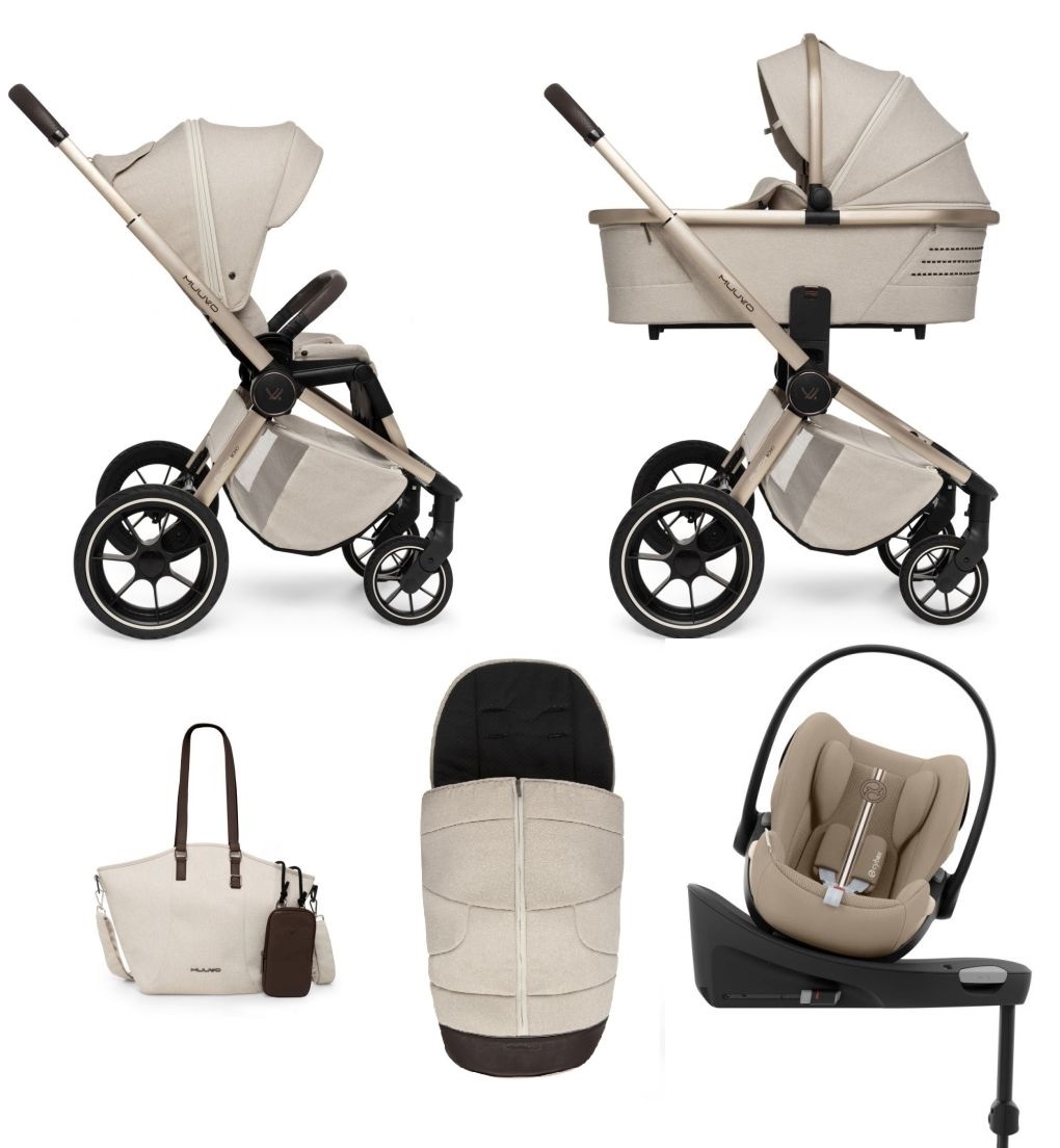 Carucior copii 4 in 1 Muuvo Quick Boho Brown cu Cybex Cloud G Plus i-size recline testata ADAC si baza isofix rotativa