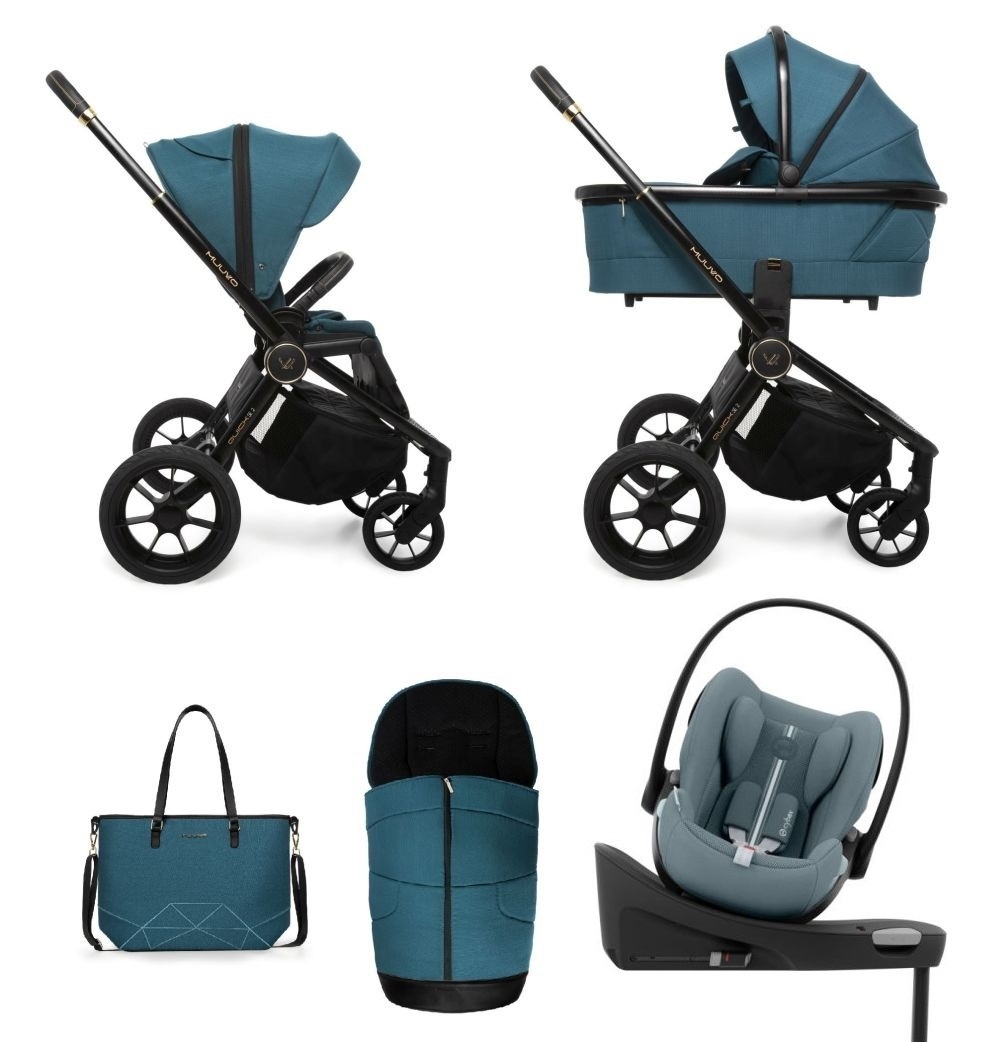 Carucior copii 4 in 1 Quick SE2 Paradise Gold cu Cybex Cloud G Plus i-size recline testata ADAC si baza isofix rotativa