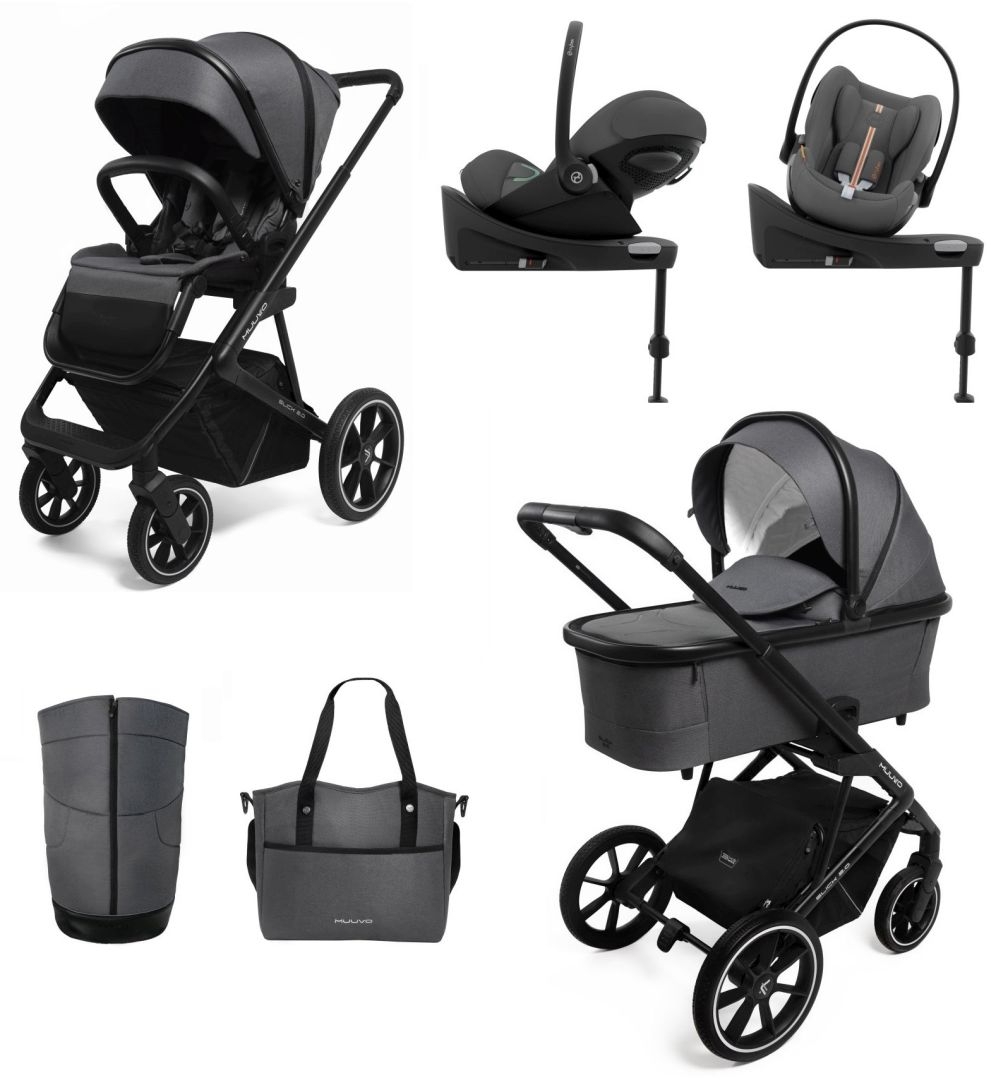 Carucior copii 4 in 1 Muuvo Slick 2.0 Iron Graphite cu Cybex Cloud G Plus i-size recline testata ADAC si baza isofix rotativa