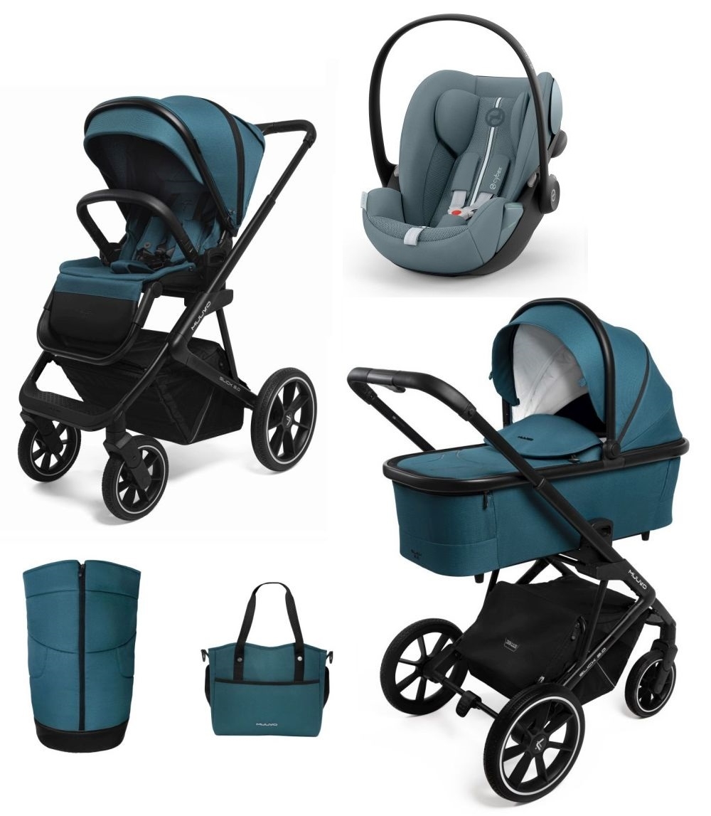 Carucior copii 3 in 1 Muuvo Slick 2.0 Tropical Green cu Cybex Cloud G Plus i-size recline testata ADAC