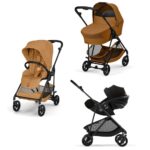 NEW Cybex Melio Carbon Cinnamon Yellow 3in1 cu Cloud G Plus Recline ADAC