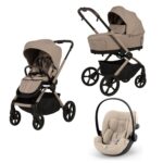 Carucior cu landou pliabil Como Adamex Natura Latte 3 in 1 cu Cybex Cloud G+ ADAC