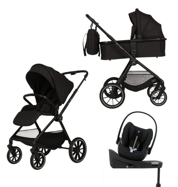 Carucior Copii Adamex Nova Black 4in1 cu scoica Cybex Cloud G plus ADAC si isofix - imagine 1