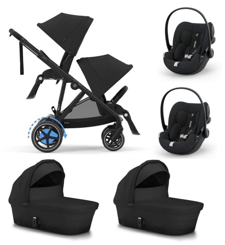 Cybex E-Gazelle S electric Moon Black 3in1 cu landouri si scoici Cloud G plus ADAC