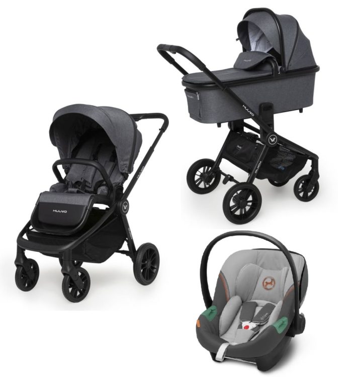 Carucior copii 3 in 1 Muuvo Quick Carbon Graphite cu Cybex Aton S2 i-size
